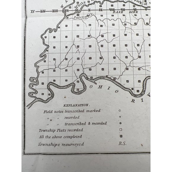 Antique 1847 Sketch of the Public Surveys in Indiana Map D McClelland Washington - Picture 3 of 7